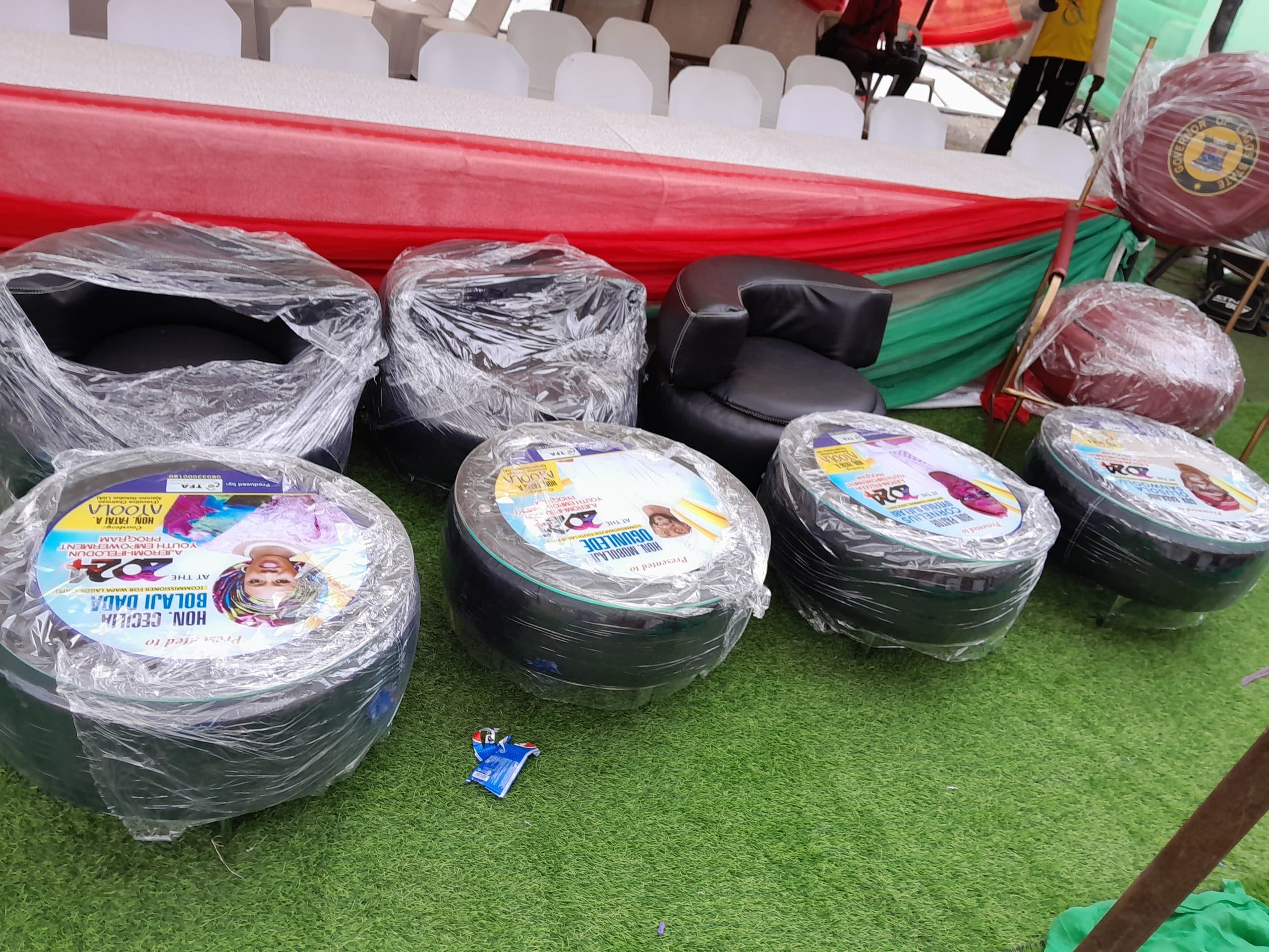 Executive tyre furniture presented to Lagos State Commissioner